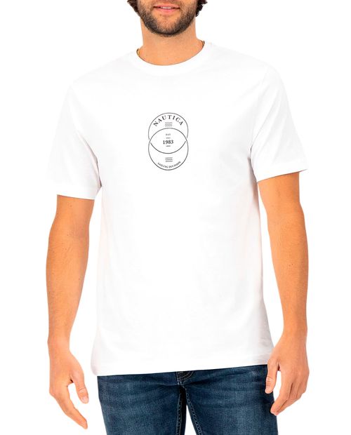 Camiseta regular fit Nautica blanca estampada para hombre