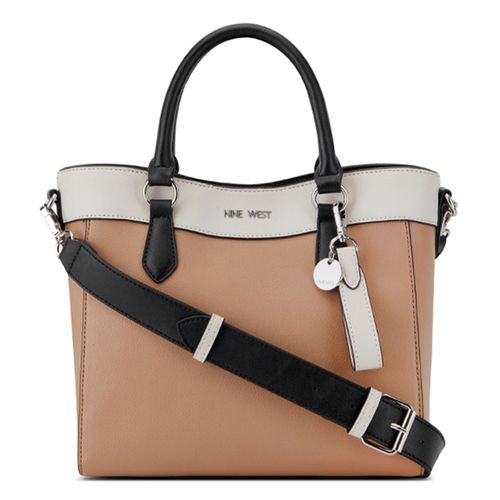 Cartera satchel Nine West Lior color café para mujer