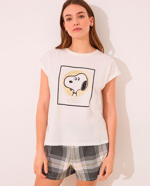 Pijama con short Women Secret estampada de Snoopy para mujer