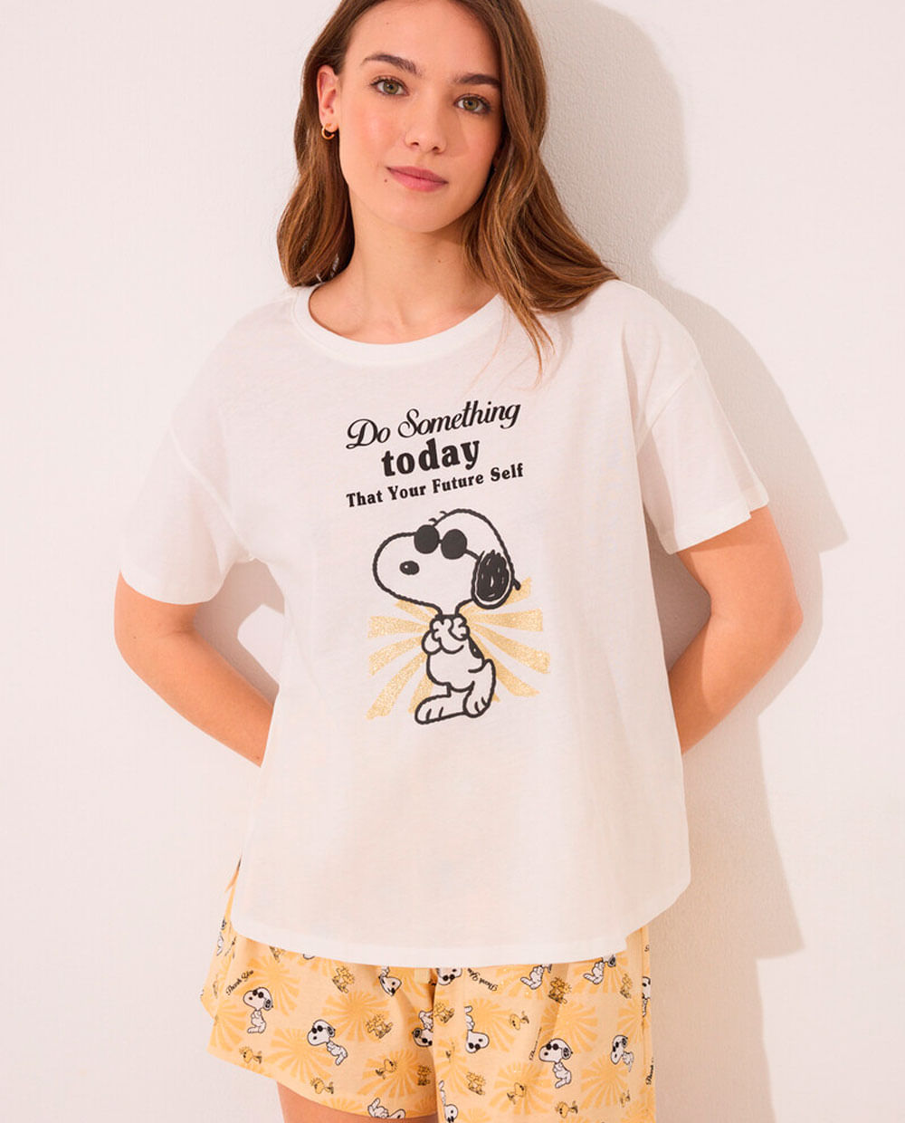 Pijama con short Women Secret estampada de Snoopy para mujer