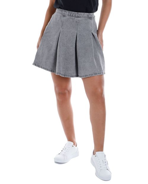 Falda Orange mini denim de cintura alta para mujer