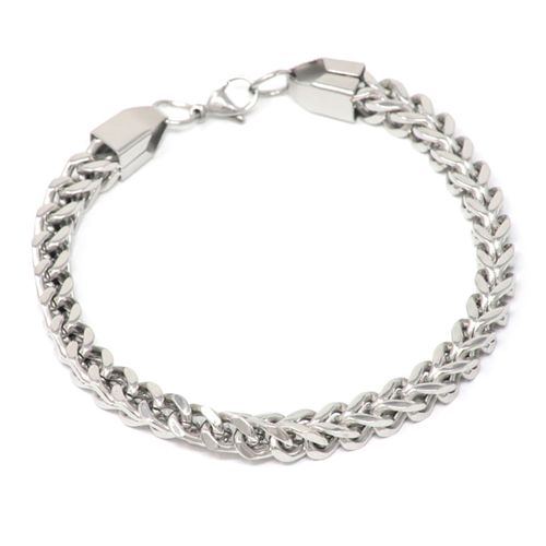 Pulsera de acero inoxidable plateado para hombre