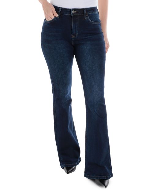 Jeans Sabrina flare azul de cintura alta para mujer