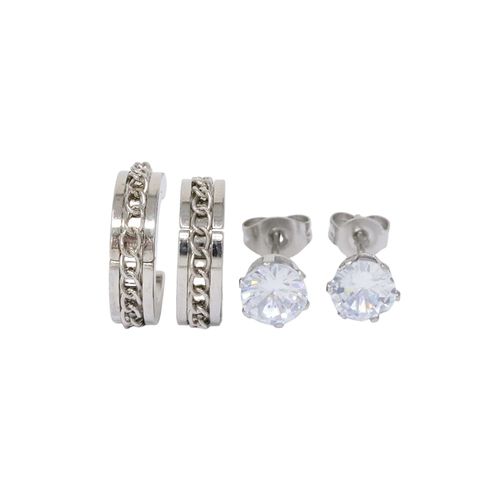 Set de aretes stud y huggies de acero inoxidable para mujer