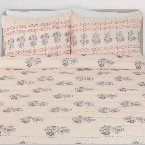 Cubrecama diseño estampado de flores