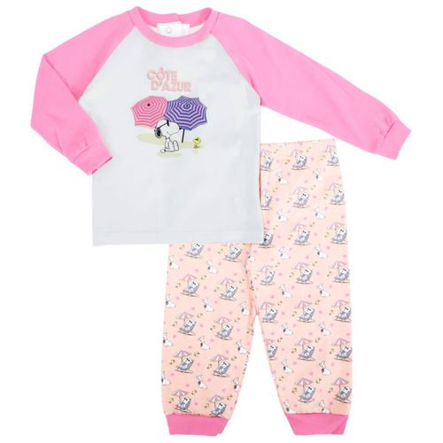 Pijama 2 piezas multicolor con estampado Snoopy para bebé niña