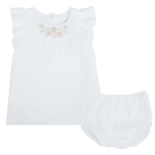 Vestido blanco sólido para bebé niña