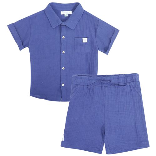 Conjunto de 2 piezas azul sólido para niño