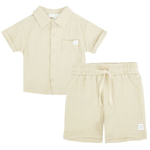 Conjunto de 2 piezas beige sólido para niño
