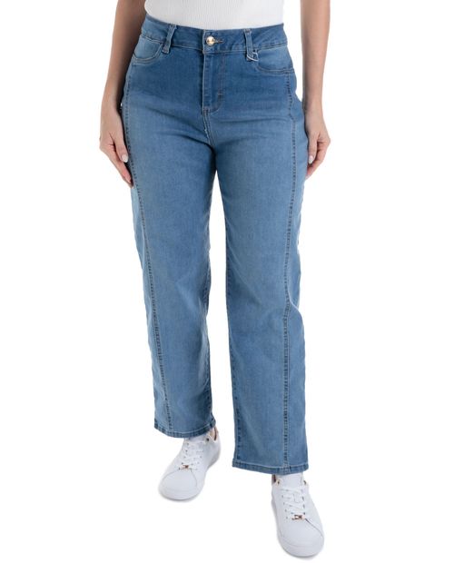 Jeans Sabrina straight azul de cintura alta para mujer