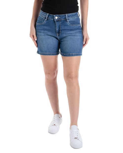 Short Sabrina azul denim de cintura media para mujer