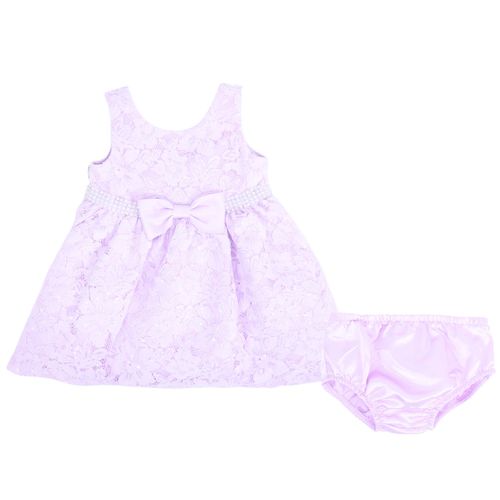 Vestido morado lila de encaje para bebé niña