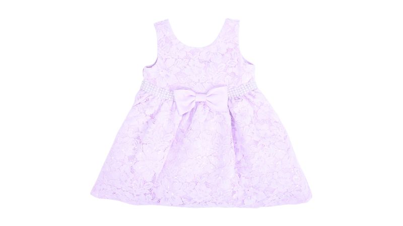 Vestido morado lila de encaje para bebé niña