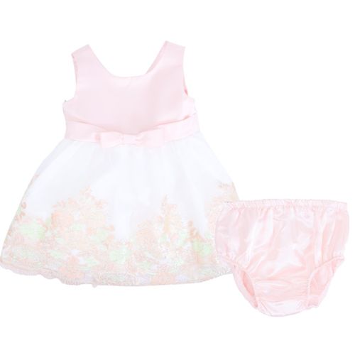 Vestido bicolor con encaje para bebé niña