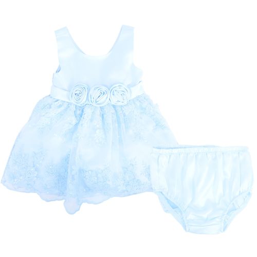 Vestido celeste con encaje para bebé niña