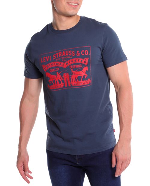 Camiseta Levi's regular fit azul navy estampada para hombre