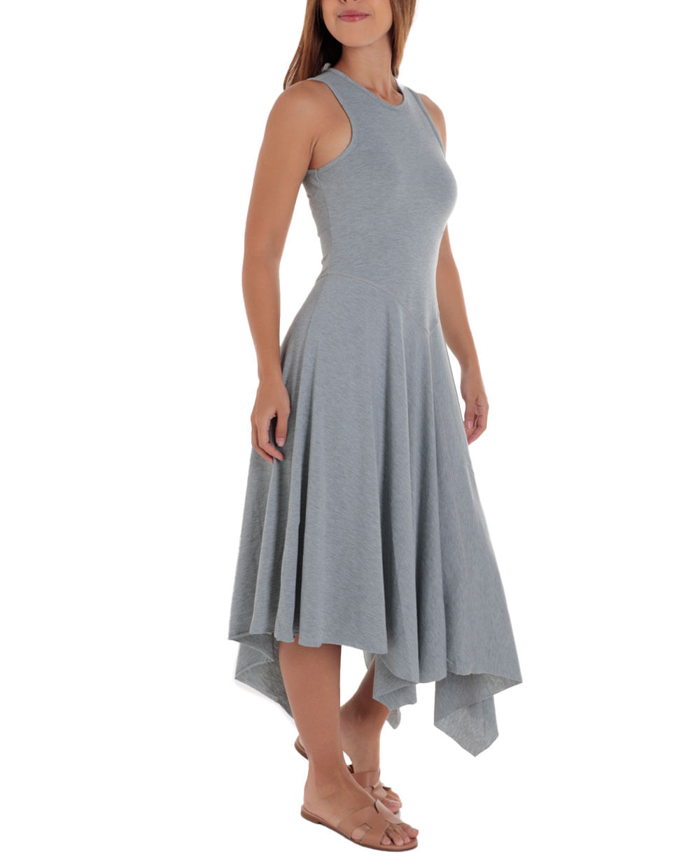 Vestido Midi Sin Mangas, De Cuello Redondo, Sin Espalda, De