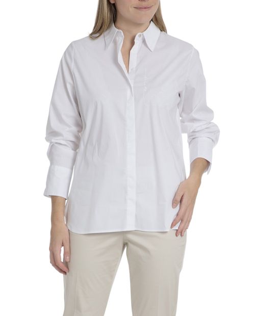 Blusa Punt Roma camisera blanca manga larga para mujer