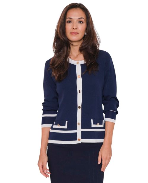 Suéter Punt Roma cárdigan color blocking para mujer