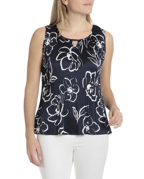 Blusa Punt Roma formal estampada sin mangas para mujer