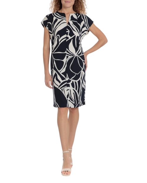 Vestido Punt Roma formal estampado manga corta para mujer