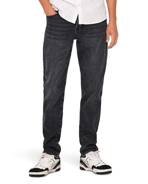 Jeans tapered fit Only & Sons negro denim para hombre