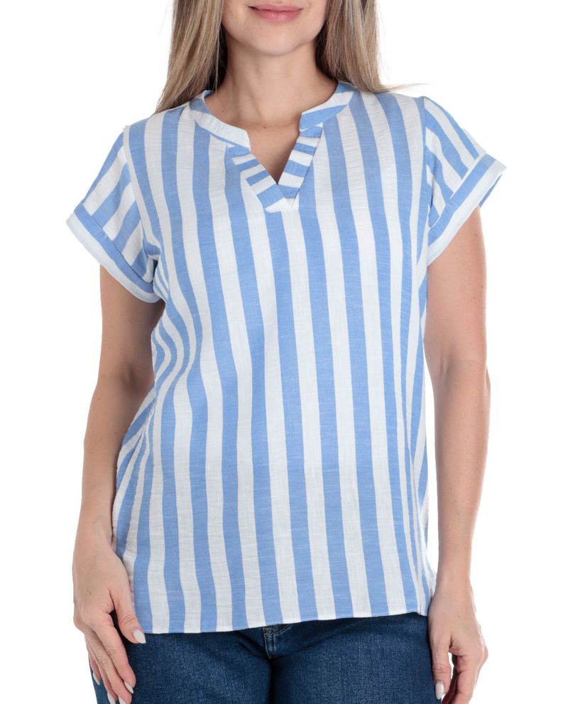 104851333-Blusa-First-tunica-rayada-manga-corta-para-mujer