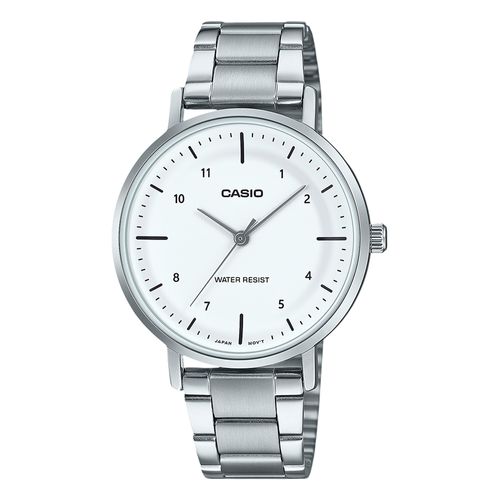 Reloj Casio análogo de acero inoxidable plateado para mujer