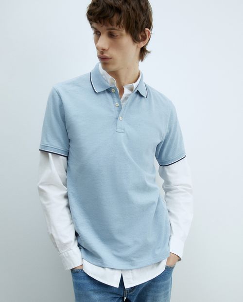 Camisa polo Sfera celeste con textura para hombre