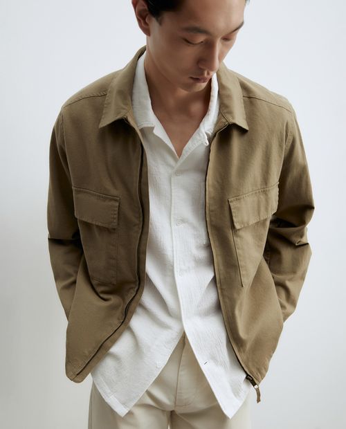 Chaqueta cazadora Sfera khaki sólida para hombre