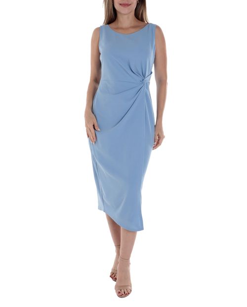 Vestido Connected Apparel midi celeste sin mangas para mujer
