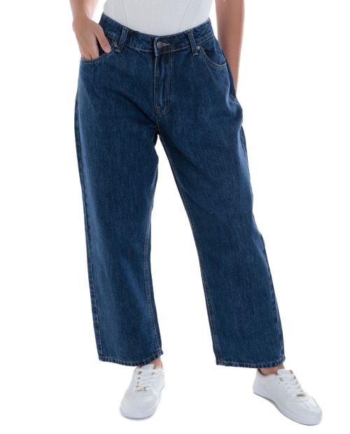 Jeans Unexpected straight azul cintura alta para mujer