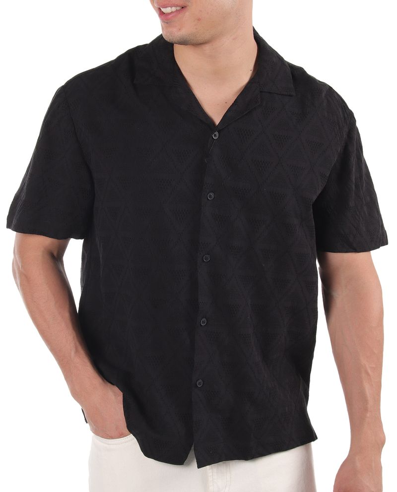 104841413-Camisa-casual-Denim-and-Flower-negra-con-rombos-bordados-para-hombre