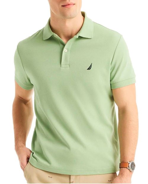 Polo Nautica de corte entallado con textura verde claro para hombre