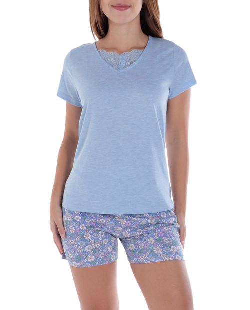 Pijama con short Sabrina multicolor para mujer