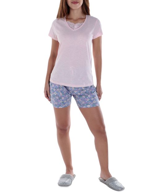Pijama con short Sabrina multicolor para mujer