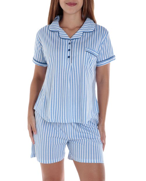 Pijama con short Nicolle rayada para mujer