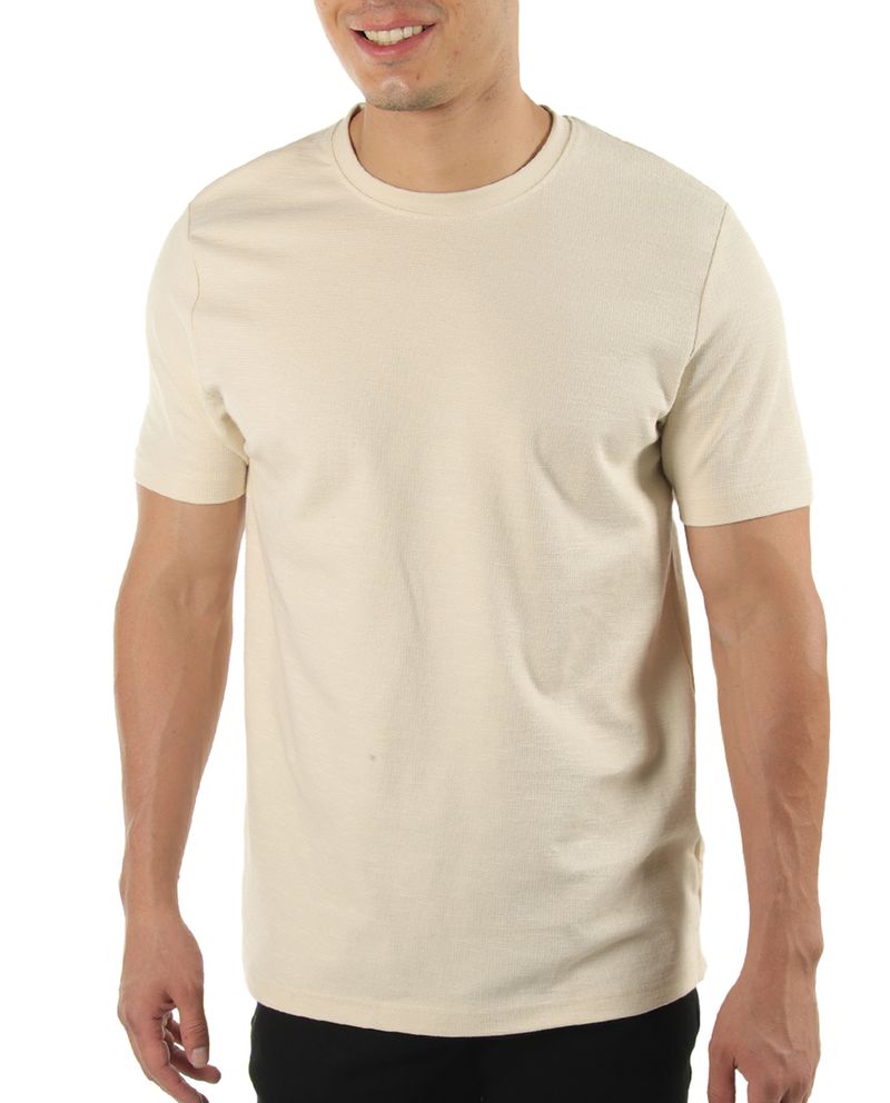 104841355-Camiseta-basica-regular-fit-Denim---Flower-beige-con-textura-para-hombre