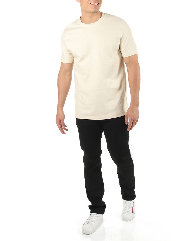 104841355-Camiseta-basica-regular-fit-Denim---Flower-beige-con-textura-para-hombre