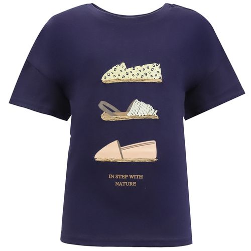 Blusa azul con estampado para niña