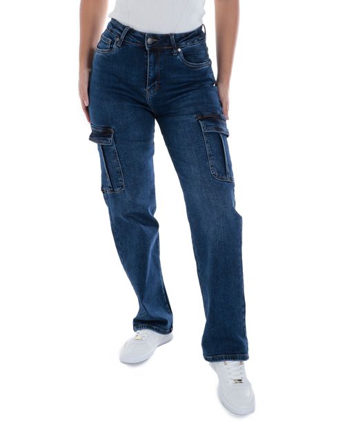 Jeans Unexpected cargo azul de cintura alta para mujer