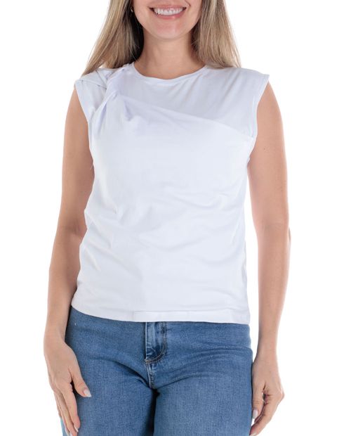 Blusa Dekien casual blanca sin mangas para mujer