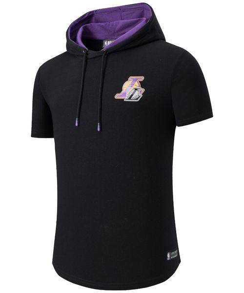 Camiseta deportiva con gorro Los Angeles Lakers negra para hombre