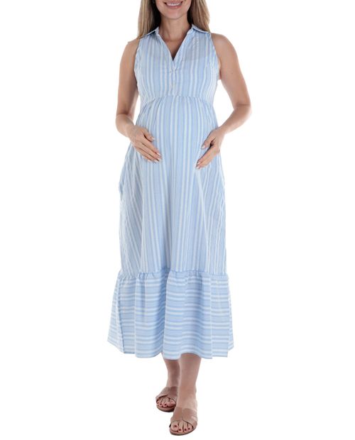 Vestido maternal Sabrina midi rayado sin mangas para mujer