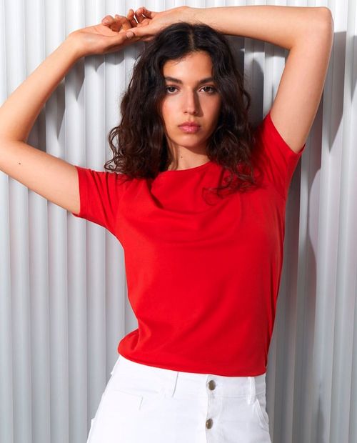 Camiseta Easy Wear roja manga corta para mujer