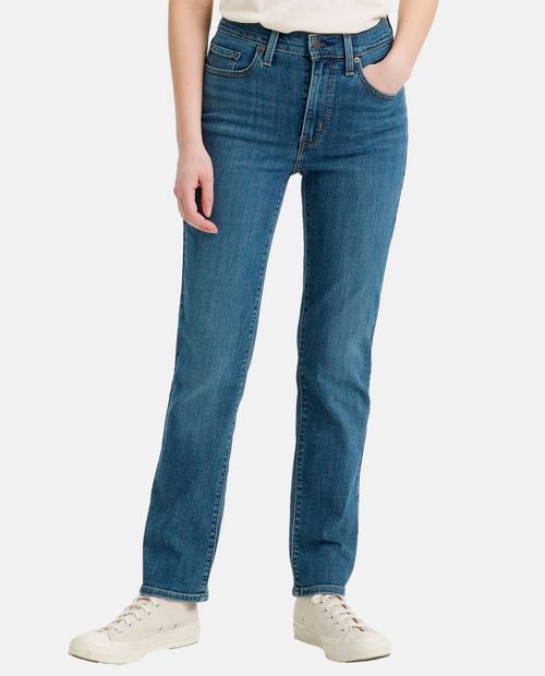 Jeans Levi's straight 724 azul de cintura alta para mujer