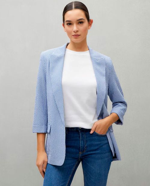 Blazer Easy Wear rayado manga 3/4 para mujer
