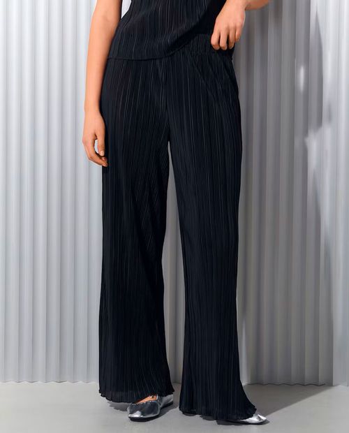 Pantalón Easy Wear palazzo negro de cintura alta para mujer