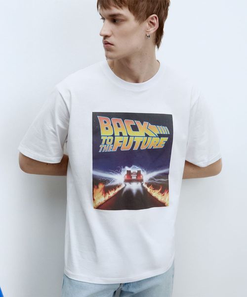 Camiseta Sfera blanca con estampado "Back to the Future" para hombre