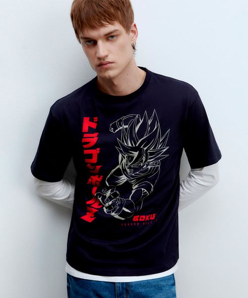 Camiseta Sfera azul navy con estampado de "Dragon Ball Z" para hombre